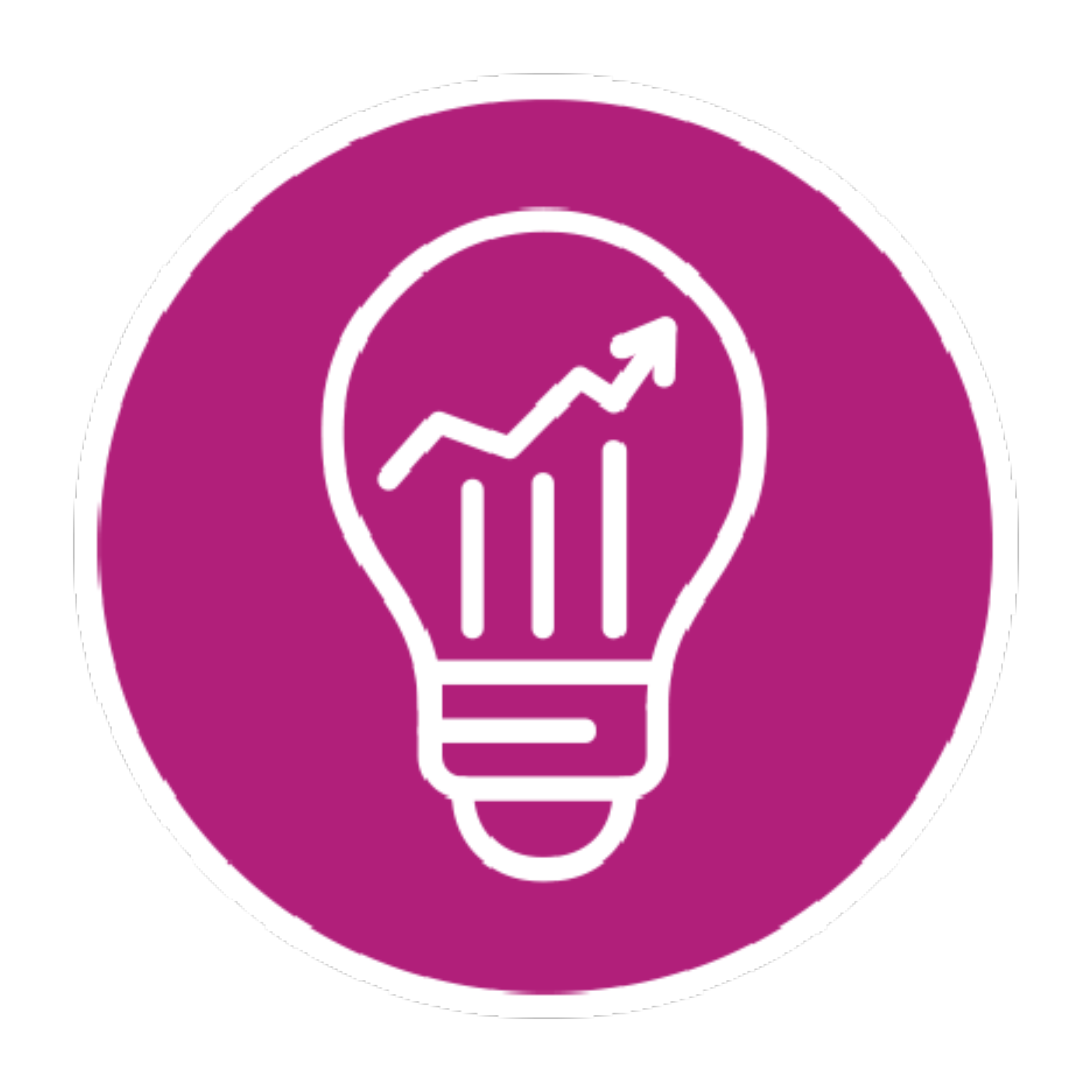 Ampulün içinde yukarıyı gösteren grafik çizelgesi sütunları ve grafik çizelgesi trend çizgisi ile ampul çizimi