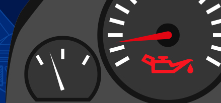 Motor yağı ışığı uyarısı veren bir otomobil gösterge paneli görüntüsü